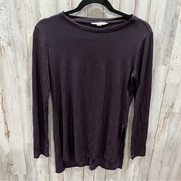 Athleta Black Purple Modal Long Sleeve Tshirt Workout - Picture 1 of 4
